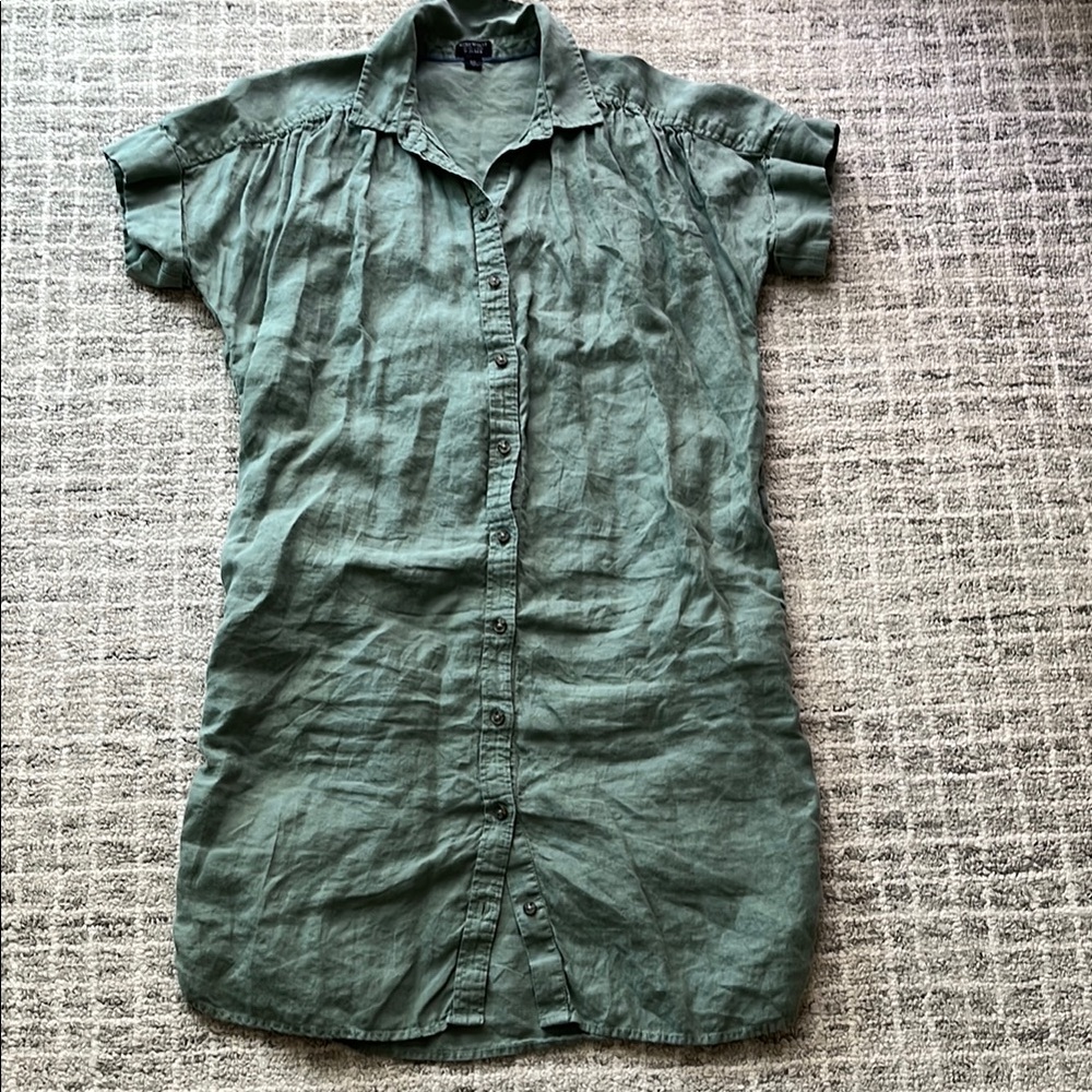 J. Crew Baird McNutt Irish linen shirt dress, green, medium tall - Picture 4 of 6